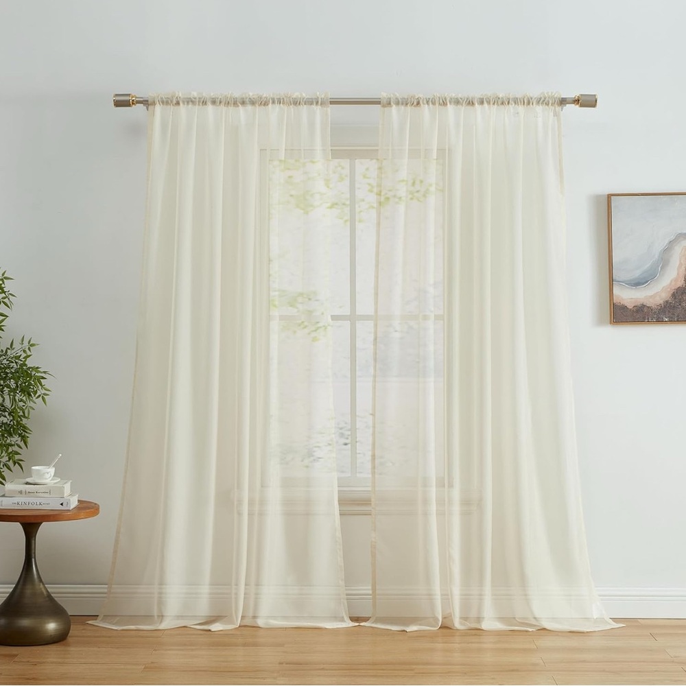 Elegant Beige Sheer Curtains